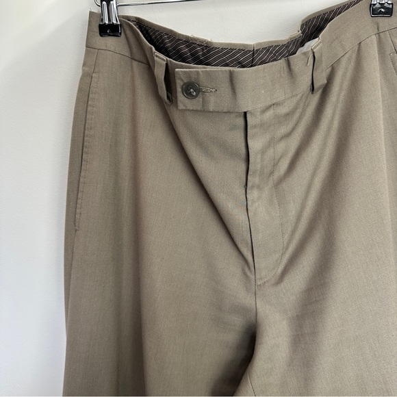 Calvin Klein Tan Dress Trousers Relaxed Straight Fit 32 Inch Waist Short Hem - Picture 3 of 7